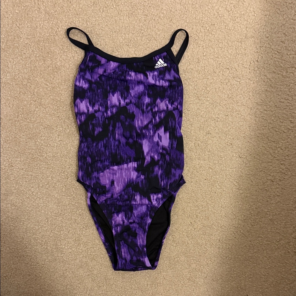 Adidas Purple and Black One-Piece Swimsuit Size 26